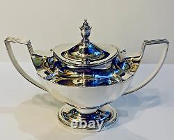 Antique Art Deco Era Gorham Plymouth 4 Piece Silverplate Tea Set, No Monogram