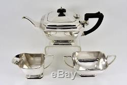 Antique Art Deco Silver Plated 3 Piece Tea Set (F H Adams & Holman, c1935)