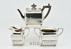 Antique Bachelors Art Deco 3 Piece Solid Silver Tea Set (Henry Stratford, 1931)