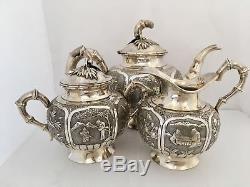 Antique Chinese Solid Silver 3 Piece Tea Set (R2746A)