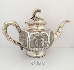 Antique Chinese Solid Silver 3 Piece Tea Set (R2746A)