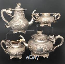 Antique Chinese Solid Silver Four Piece Tea Set (R2750A)