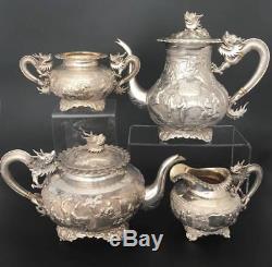 Antique Chinese Solid Silver Four Piece Tea Set (R2750A)