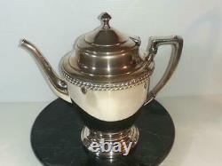Antique Crescent Silver Plate Classic 4 Pc Coffee Tea Set MINT & No Hallmarks