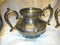 Antique Derby Silver Company repousse 4 pc Tea set