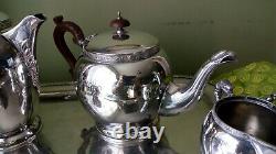 Antique Dragon Themed Silver Plated Tea Set / Charles Green & Co c1905 with Tray