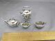 Antique English Sterling Miniature Tea Set Withkettle -cs & Fs, 1905-06