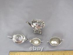 Antique ENGLISH STERLING Miniature TEA SET withKETTLE -CS & FS, 1905-06