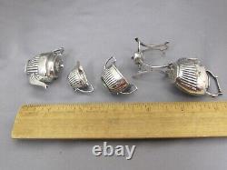 Antique ENGLISH STERLING Miniature TEA SET withKETTLE -CS & FS, 1905-06