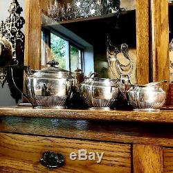 Antique Edwardian SOLID SILVER tea service set by H. S LD Henry Stratford