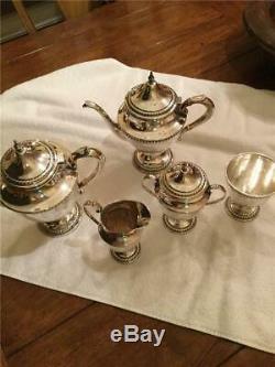 Antique Ellmore Silver Co. Sterling Silver 5 Piece Tea Set