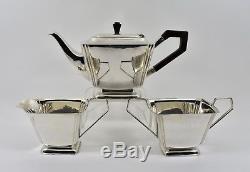 Antique English Art Deco Silver Plated 3 Piece Tea Set, c1935