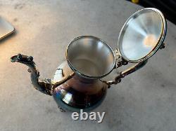 Antique F. B. Rogers Silver Plate Tea & Coffee Set Butler Tray Creamer Sugar