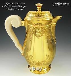 Antique French Vermeil Sterling Silver Regency BOULENGER BERAIN Tea Coffee Set