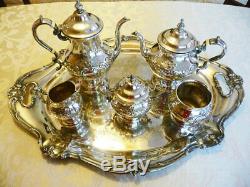 Antique Gorham Sterling Silver Chantilly COFFEE and TEA SET 6pc (waste & tray)