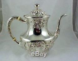 Antique Gorham Sterling Silver FLEURY Design 5 Piece Tea and Coffee Set