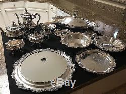 Antique Gorham & Wallace Tea Set, Mirrored Plateau Platter, Buffet etc $875