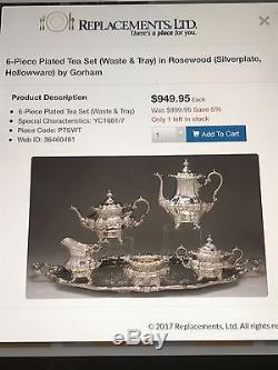 Antique Gorham & Wallace Tea Set, Mirrored Plateau Platter, Buffet etc $875