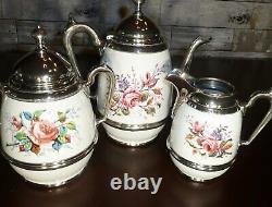 Antique Graniteware Enamel & Pewter Tea/Coffee Set Manning & Bowman