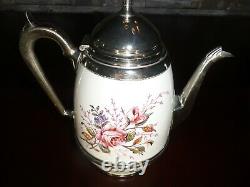 Antique Graniteware Enamel & Pewter Tea/Coffee Set Manning & Bowman