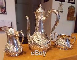 Antique Hamilton & Diesinger Sterling Silver (3) Piece Tea Set