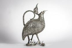 Antique Indian Solid Silver 3-Piece Partridge Bird Tea Set/Service