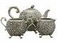 Antique Indian Sterling Silver Three Piece Tea Set 1890s