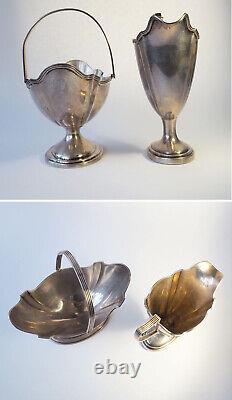 Antique J E Caldwell sterling silver Art Deco creamer and candy dish tea set UK