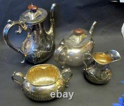 Antique JD & S James Deakin & Sons Silver EPNS Regency Coffee Tea Set 4 Pieces