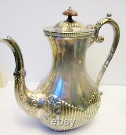 Antique JD & S James Deakin & Sons Silver EPNS Regency Coffee Tea Set 4 Pieces