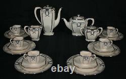 Antique Lenox Silver Overlay Laurel Leaves 32 Pc Coffee Tea Set With Serving Pcs