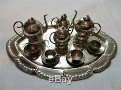 Antique, MINIATURE, STERLING SILVER, 13pc, Doll House Tea Set. ABSOLUTELY ADORABLE