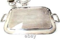 Antique Old English Melon Community Plate Silver Plate Metal Teapot Tray 5pc Set