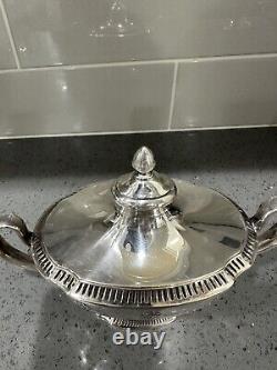 Antique Oneida Community Plate Grosvenor Silver Plate Tea Set, Art Deco