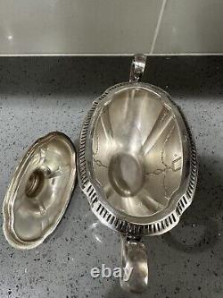 Antique Oneida Community Plate Grosvenor Silver Plate Tea Set, Art Deco