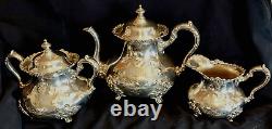 Antique Pairpoint Mfg. Quadruple Silver Plated 3-piece Tea/Coffee Set #356