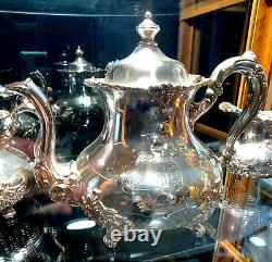 Antique Pairpoint Mfg. Quadruple Silver Plated 3-piece Tea/Coffee Set #356