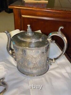 Antique REED & BARTON Silver 3 Pc Tea Set Teapot Creamer Sugar