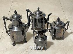 Antique Reed and Barton Aesthetic Movement 4 Piece Silver Plate Tea Set 1869