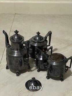 Antique Reed and Barton Aesthetic Movement 4 Piece Silver Plate Tea Set 1869