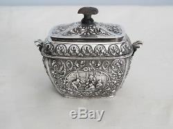 Antique Repousse 20th Cent Dutch Silver `BACHELORS TEA SET`, 1060 gm