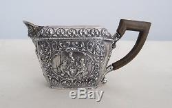 Antique Repousse 20th Cent Dutch Silver `BACHELORS TEA SET`, 1060 gm