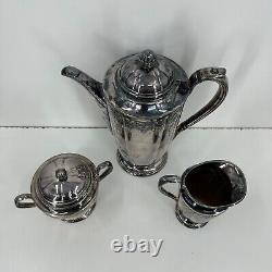 Antique Rogers Bros 1847 Her Majesty Silver Plated Tea Set 3 Pcs