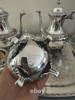 Antique Rogers Bros HERITAGE Silver plate Tea set service with huge 28 tray