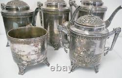 Antique Rogers Smith & Co New Haven CT 6 Piece Silver Plate Coffee Tea Set