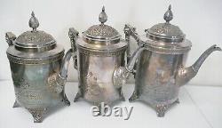 Antique Rogers Smith & Co New Haven CT 6 Piece Silver Plate Coffee Tea Set
