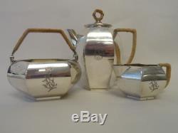 Antique Russian silver 84 3-piece tea set by Grachev brothers 821 grams