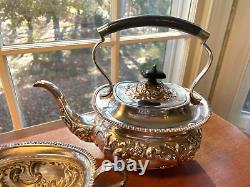 Antique Sheffield Silver Plated Tea Set Repousse 1920's 4 Pcs