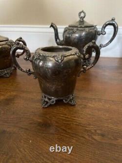 Antique Silver 4 piece Tea Set M. S. Benedict Quadruple plated Marks 55