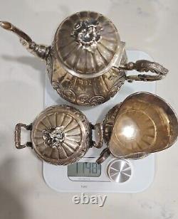 Antique Silver 800 Complet Tea Set 1800 Grams